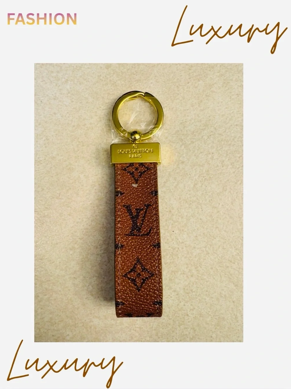 A-1DC-41: BAG CHARM/KEYCHAIN: Brown & Dark Brown w/Golden Accents, NWOT